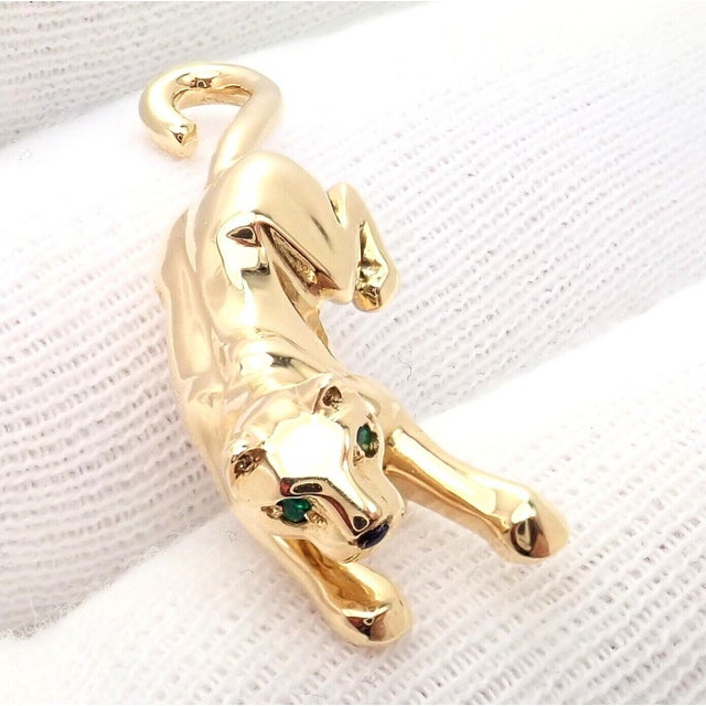 Gold Cartier Panther Panthere 18k Yellow Gold Tie Lapel Pin For Sale - Image 8 of 10