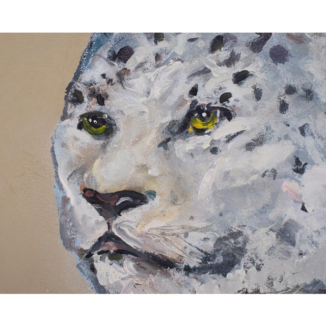 Ira Yeager 20th C. Snow Leopard Oil Canvas Painting 6 Ft For Sale - Image 16 of 18