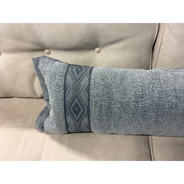 Textured Gray Bolster Pillow For Sale - Image 10 of 12