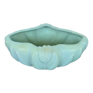 Van Briggle Arts & Crafts Turquoise Glazed Ceramic Bowl With Tulip Motif