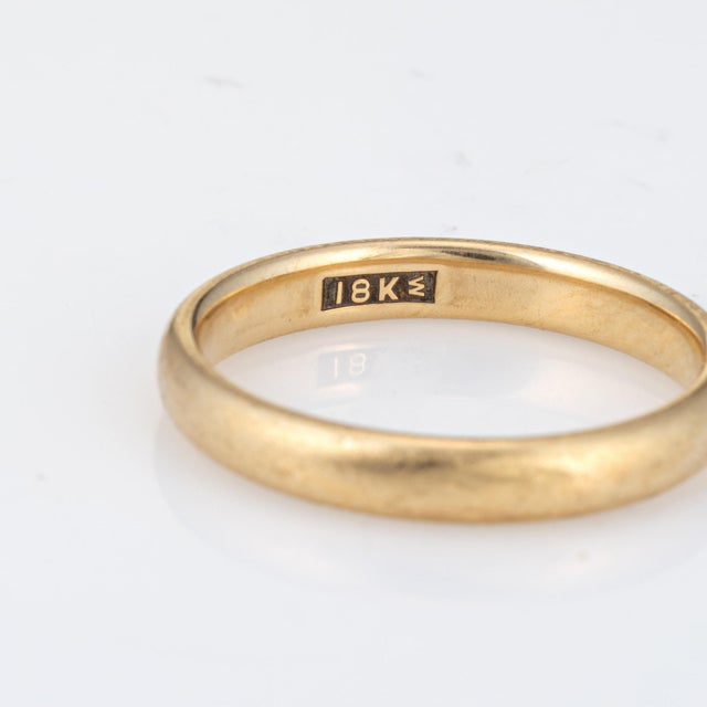Antique Art Deco Jr Wood & Sons Ring Sz 9.5 3.5mm Wedding Band 18k Yellow Gold For Sale - Image 4 of 5