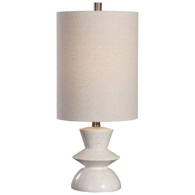 A Nod To Classic Mid-century Styling, This Buffet Lamp Has A Geometric Shaped Base With A Bleached Wood Tone Look,...