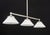 Modern Billiard Table Light, with three holophane shades. 41.5" H x 57" W x 15" D. Provenance: Ann-Morris Antiques, New...