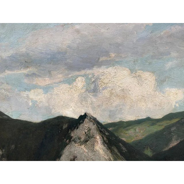 Adolf Kaufmann, Landscape, Mountain Lake, 19th Century, Oil Painting on Canvas For Sale - Image 5 of 8