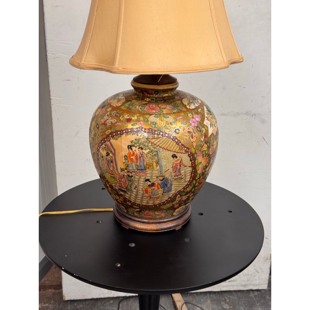 Gold Kalart Satsuma Style Porcelain Table Lamp For Sale - Image 8 of 12