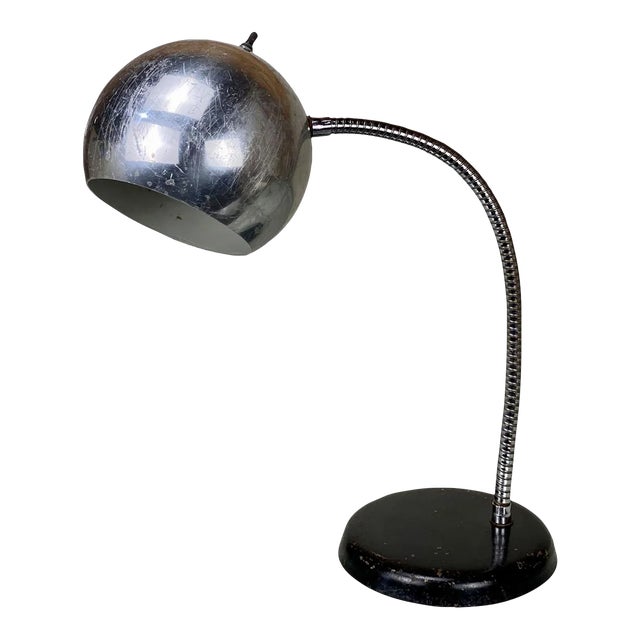 Mid-Century Space Age Chrome Eyeball Gooseneck Desk Lamp For Sale