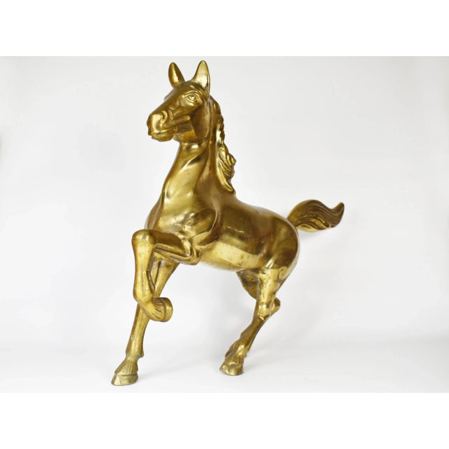 Stunning tall heavy brass horse is a beautiful statement piece to enhance any décor or great gift idea for horse lover. It...