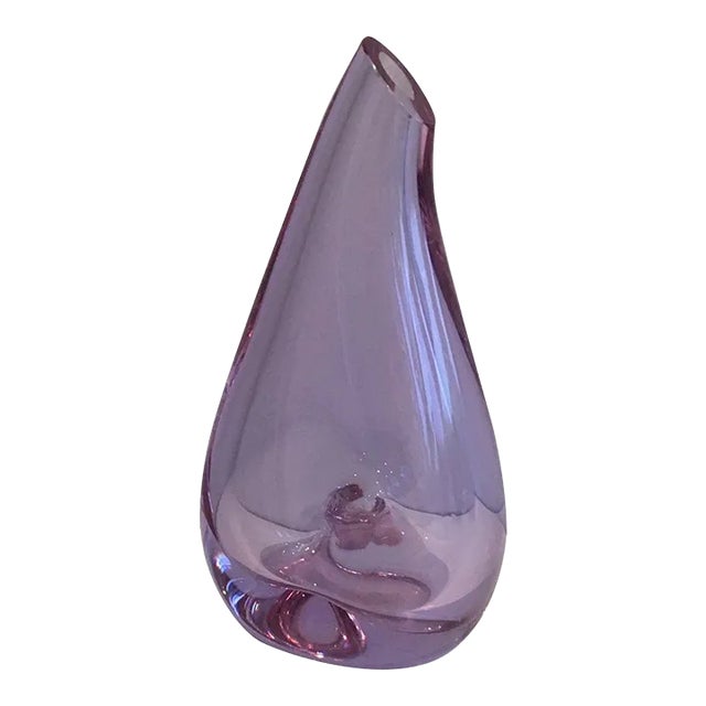 Circa 1970 French Glass Purplish-Colored Pear-Shaped Vase For Sale