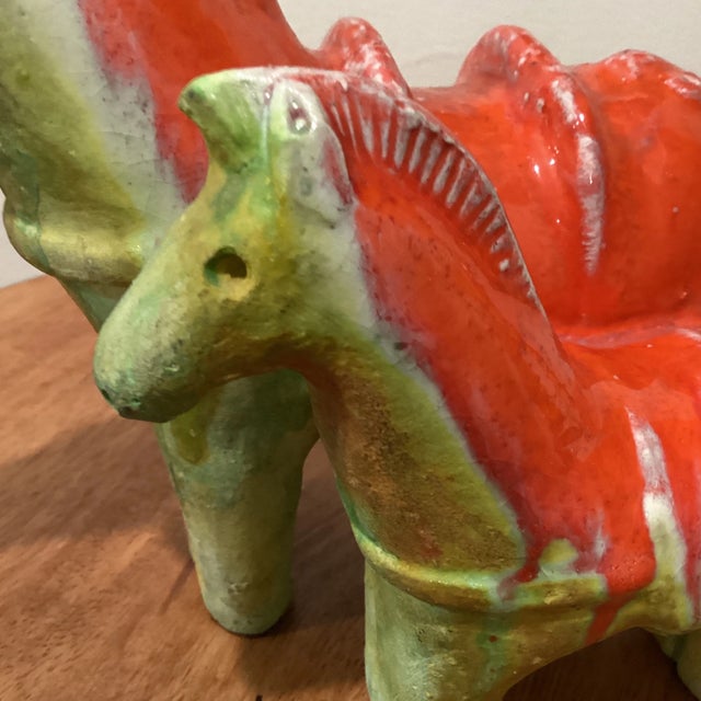 Mid 19th Century Circa 1960 Italian Gil Etruschi Ivo De Saint Pair of Red and Ochre Horse For Sale - Image 5 of 11
