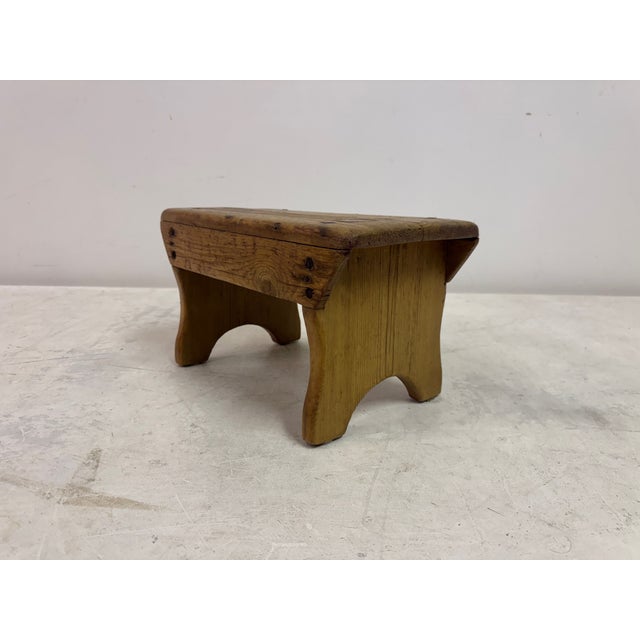 Small Primitive Rustic Pine Stool, 1890s For Sale - Image 6 of 12