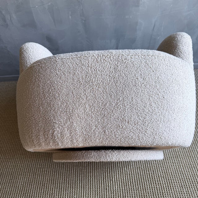 Mid Century Style Swivel Chair in a Plush Teddy Fabric For Sale - Image 9 of 10