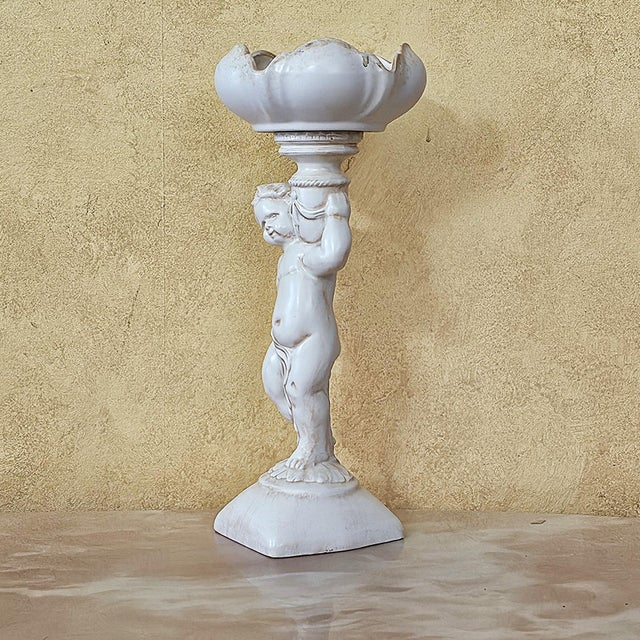 1960s Arnel’s Ceramic Cherub Pedestal Compote Bowl, Canby Oregon For Sale - Image 15 of 18