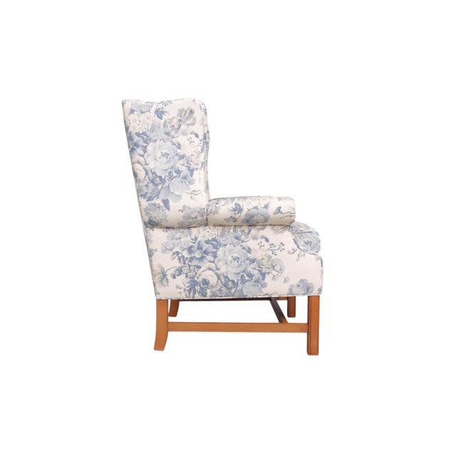 English Ethan Allen Chippendale Style Scrolled Wingback Chairs, a Pair For Sale - Image 3 of 10