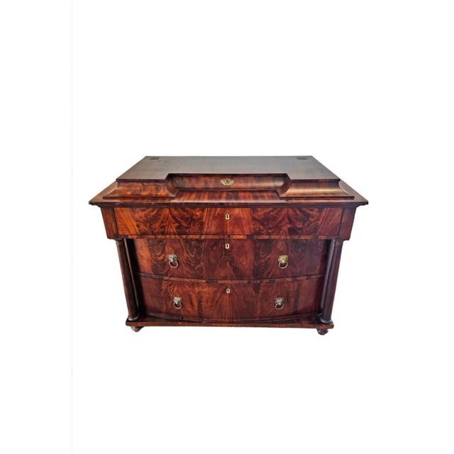 Early 19th Century Biedermeier Period Flame Mahogany Chest of Drawers For Sale - Image 13 of 13