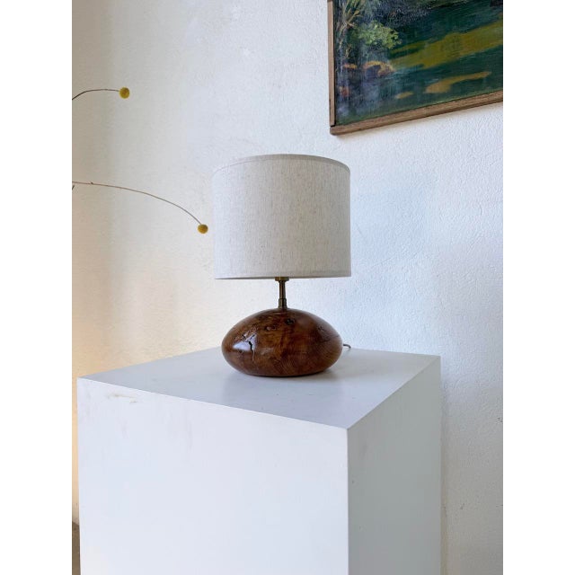 Brutalist Olive Wood Table Lamp, 1970s For Sale - Image 11 of 18