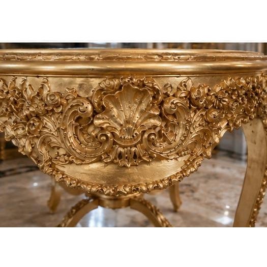 1980s Italian Artisan Baroque Gold Beech Floral Center Table For Sale - Image 6 of 18
