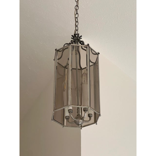 1970’s Chrome and Glass Entryway Chandelier For Sale - Image 10 of 10