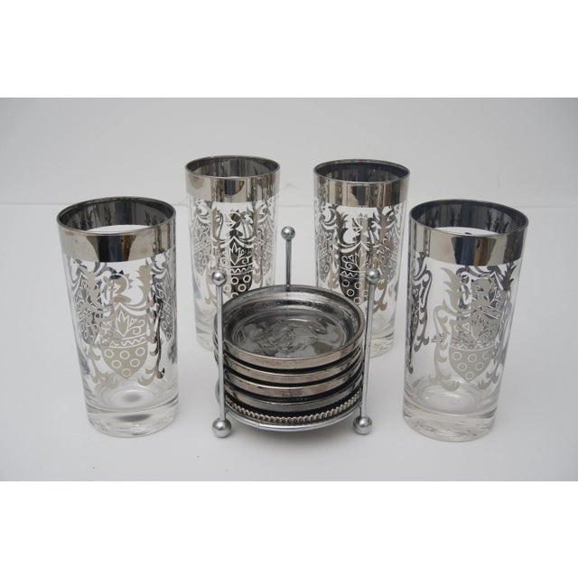 Metal Kimiko Glasses & Coasters - Set of 4 For Sale - Image 7 of 8