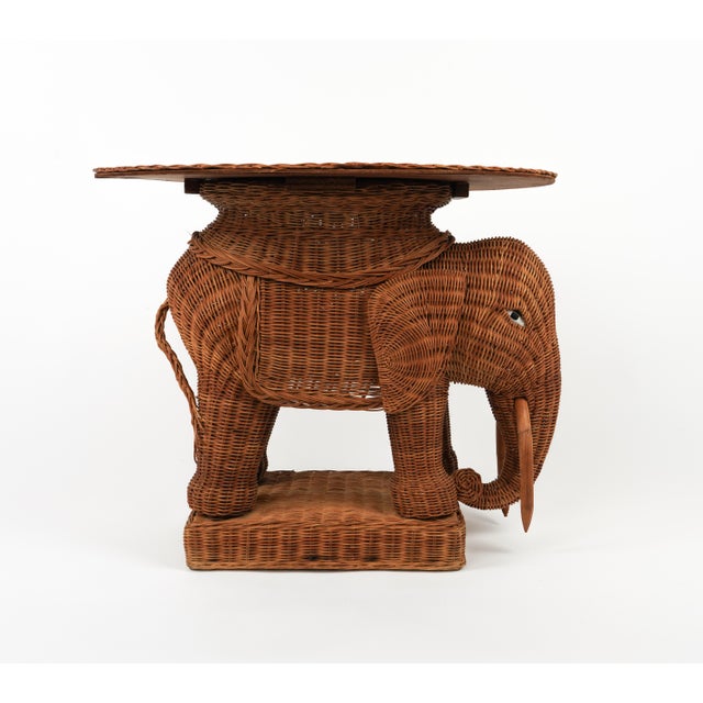 Rattan and Wicker Elephant Coffee Table, 1960s For Sale - Image 13 of 18