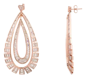 Chandelier Wedding Earrings in Rose Gold Plated- A Pair