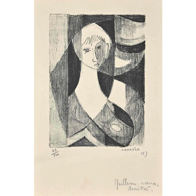 Nicolas Carréga, Portrait, Original Lithograph, 1958 For Sale