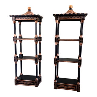 Pair of Chinoiserie Style Pagoda Wall Shelves For Sale