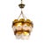 This mid-century Murano glass chandelier has four tapered tiers of alternating amber glass discs with white and clear...