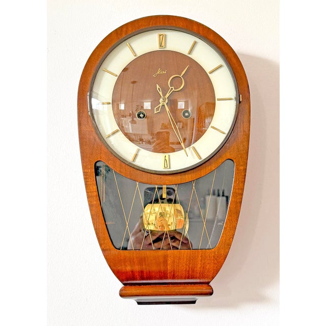 Mid-Century Modern Wall Clock with Hermle Movement from Haid, 1950s For Sale - Image 15 of 15