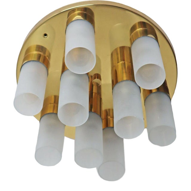 Space Age Sputnik Ceiling Light in Gold Brass, 1970s-1990s For Sale