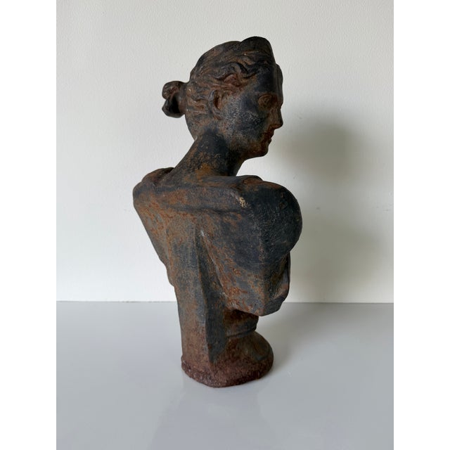 Antique Cast Iron Roman Goddess Diana Diana Bust Sculpture For Sale - Image 11 of 11