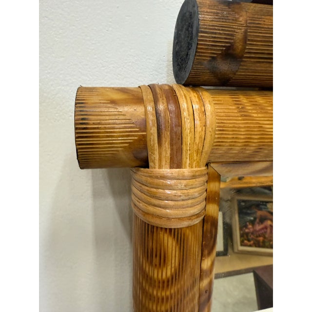 Wood Vintage Decorative Coastal Bamboo Mirror For Sale - Image 7 of 8