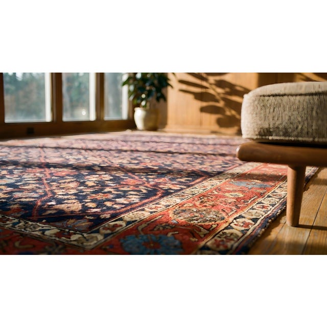 Sensational Blue and Red Color With Great Floral Design Antique N W Persian Rug For Sale - Image 9 of 10