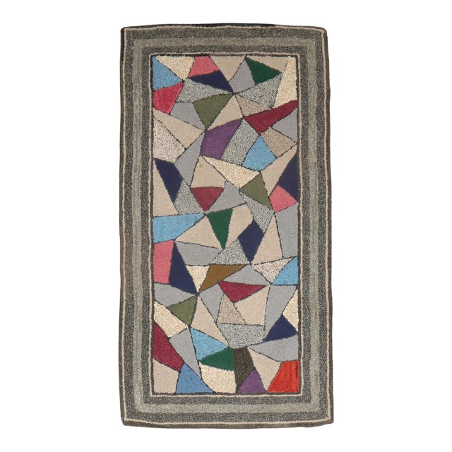 Early 21st Century American Stained Glass Hooked Throw Rug - 2'2" x 4'4" For Sale
