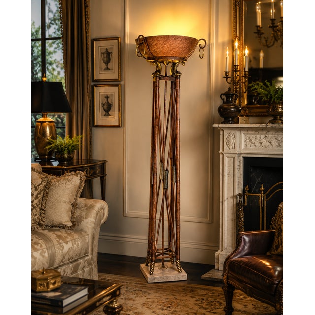 An exceptional vintage Maitland-Smith torchiere floor lamp showcasing the company’s renowned blend of classical and exotic...