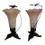 Vintage Lily Lamps on Cast Iron Base - A Pair For Sale