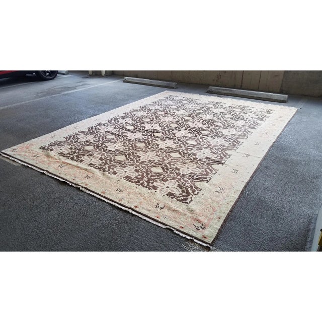 Textile Vintage Turkish Pastel Oushak Rug-10’3’x13’11" For Sale - Image 7 of 13