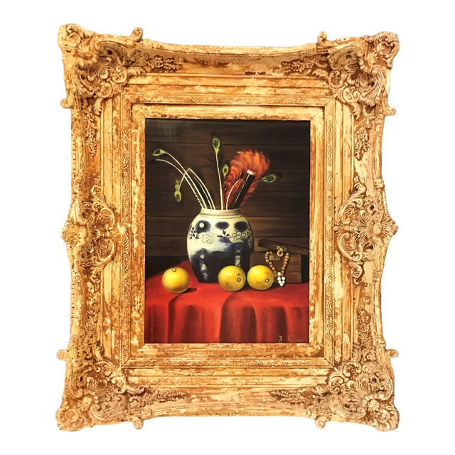 Signed "Z. Sators" Still Life Painting on Canvas With Frame For Sale