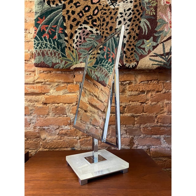 Modern Vintage Charles Hollis Jones Chrome & Lucite Double-Sided Tiltable Vanity Mirror For Sale - Image 3 of 8