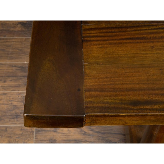 Italian 19th Century Walnut Trestle Table with Column Shaped Legs For Sale - Image 12 of 12