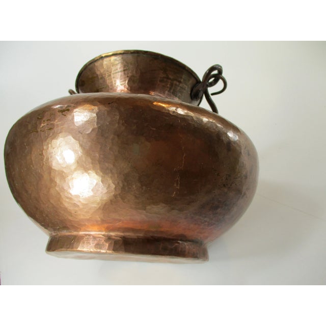 Late 19th Century Late 19th Century Antique Hand Raised Solid Copper Hand Hammered Vessel For Sale - Image 5 of 10