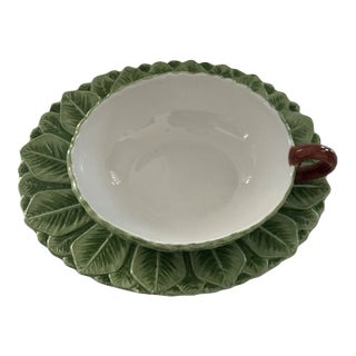 Vintage Mottahedeh Majolica Leaf Cup & Saucer Made in Italy For Sale