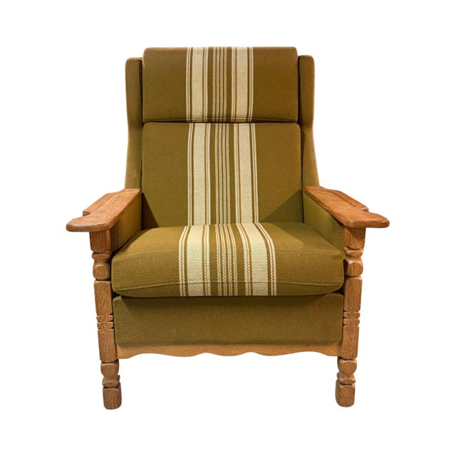 Henning Kjærnulf Carved Oak Sofa Set, Wool, 1960s, Attributed For Sale - Image 6 of 12
