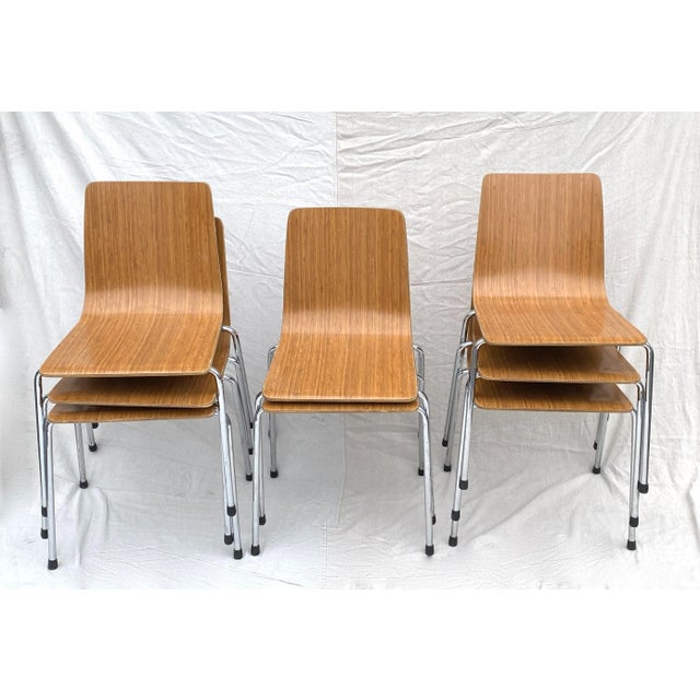 Wood 1960s Industrial Molded Plywood Dining Chairs - Set of 8 For Sale - Image 7 of 7