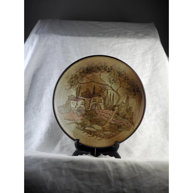 French Mid-Century Paulet French Landscape Olive Fruit Bowl / Plate For Sale - Image 3 of 13