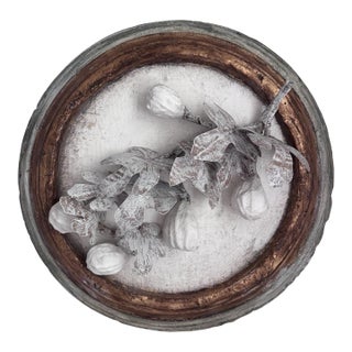 Paper Mache Fig Branch in Cartapesta Round Frame For Sale