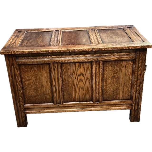 Brown Early 20th Century Mission Oak Panel,Style Trunk Storage Chest For Sale - Image 8 of 8