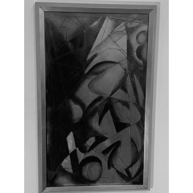 Futurist Painting in Back Treated Glass by Lam Lee Group, 1980 For Sale - Image 10 of 11