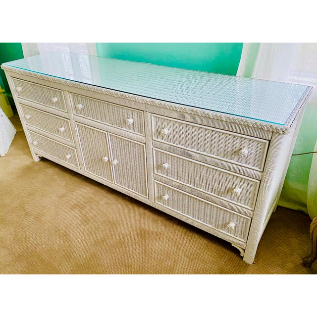 1970s Vintage Henry Link White Wicker Dresser Chairish