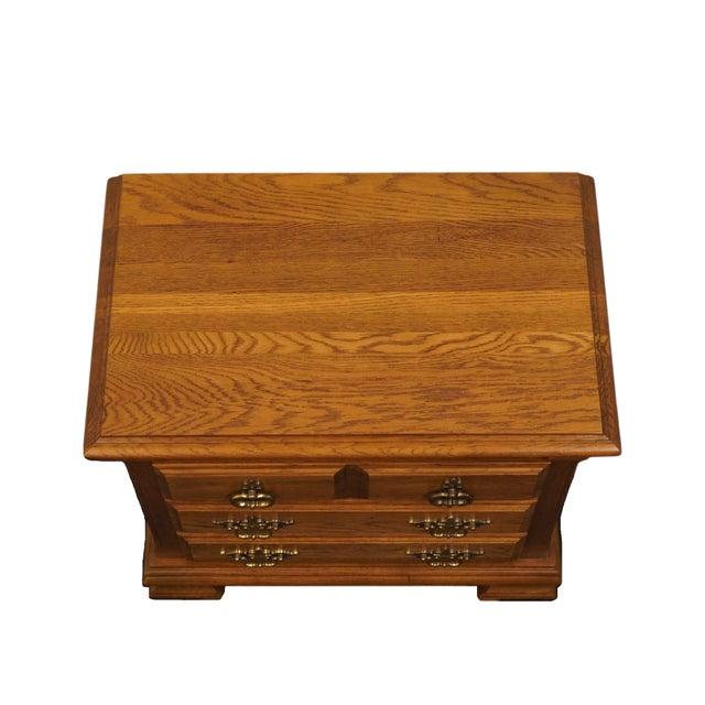 Kincaid Furniture Solid Oak Early American 26" Three Drawer Nightstand 27-141 For Sale - Image 9 of 12