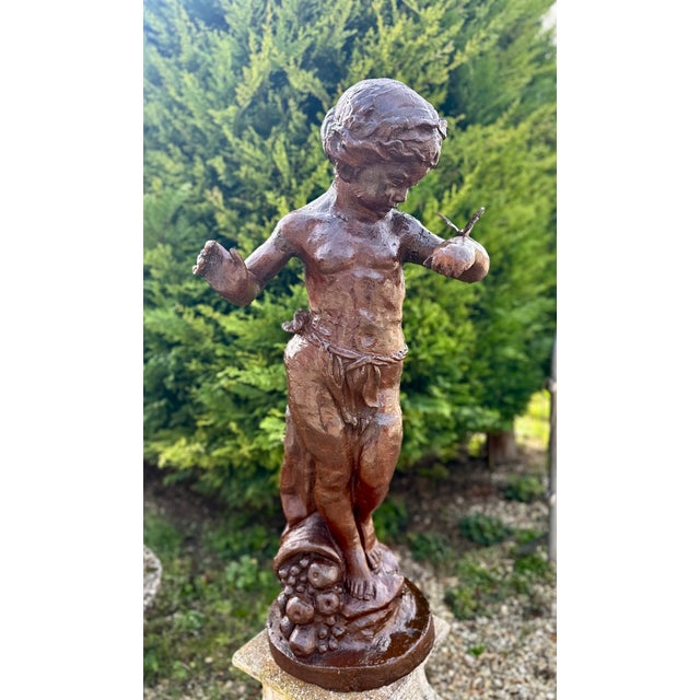 Cast Iron The Girl with the Butterfly Statue, 1980s For Sale - Image 13 of 13